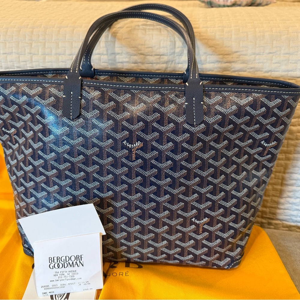 Goyard Blue Chevron Print Saint Louis Tote